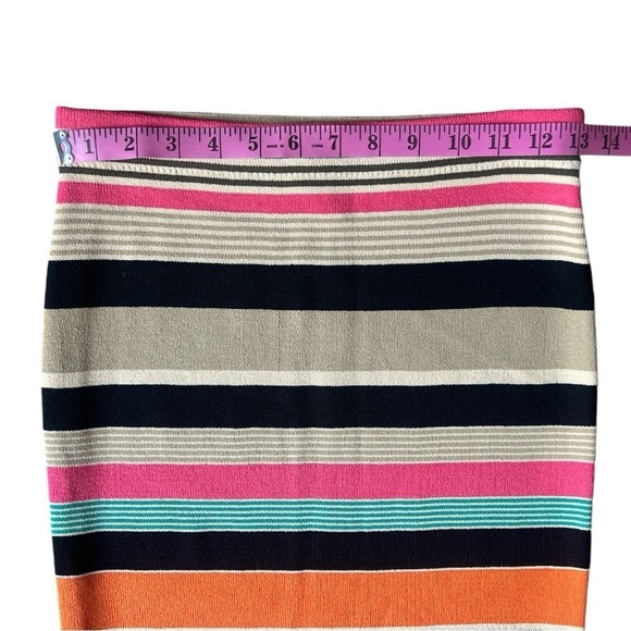 Tracy Reese Multicolored Slim Striped Pull On Pencil Skirt Zippered Slit, Small - Picture 12 of 12